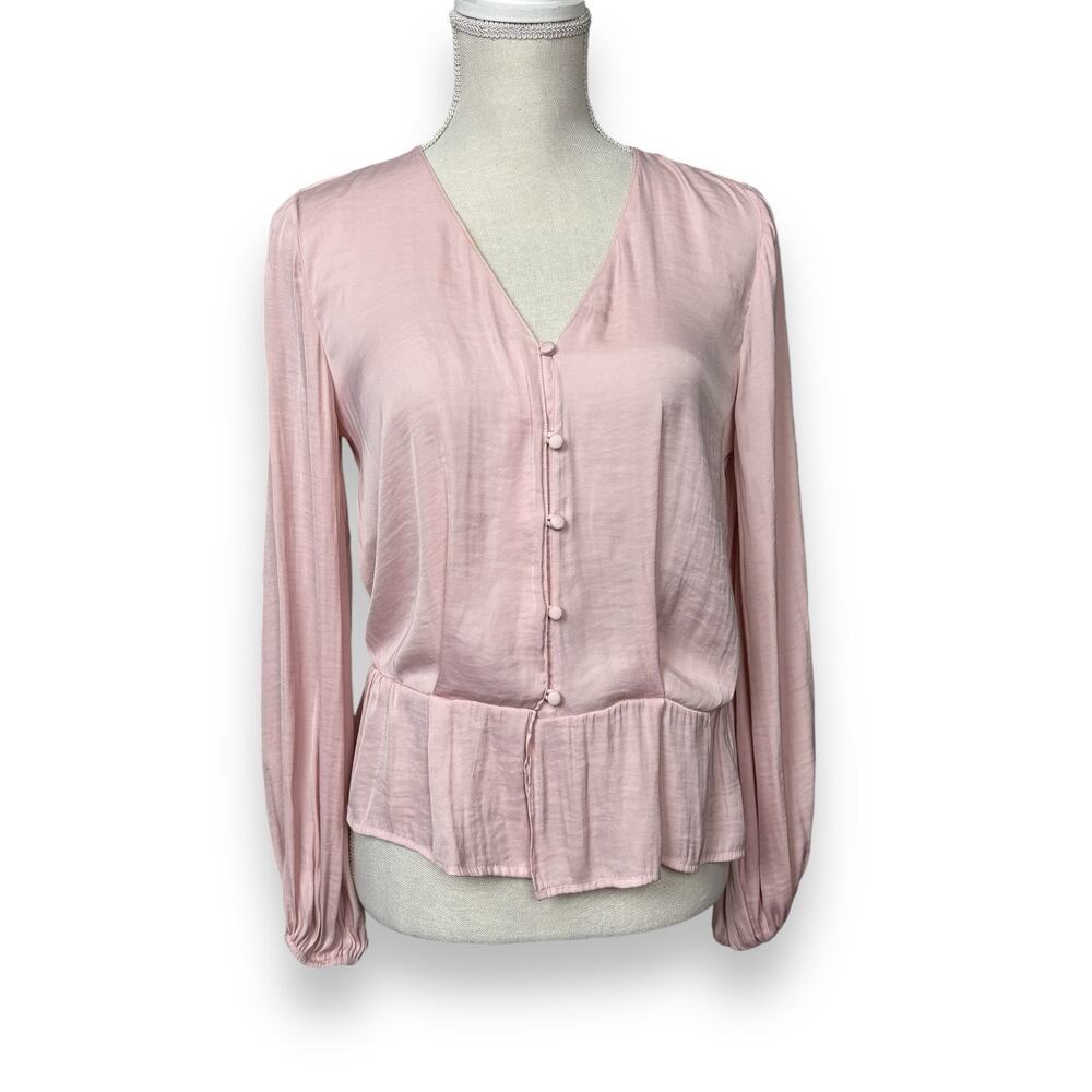 Vince Camuto Pink V Neck Button Up Blouse Size XS